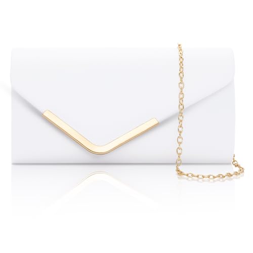 Larcenciel Clutch Beige Wei E Elegant Leder Handtasche
