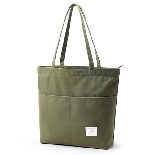 Kalidi Canvas Tasche Damen Handtasche Mit Vorderen Taschen