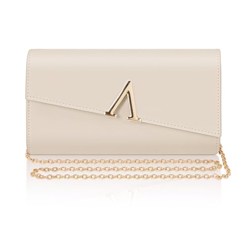 Larcenciel Clutch Elegant Handtasche Mit Abnehmbarer Kette Creme