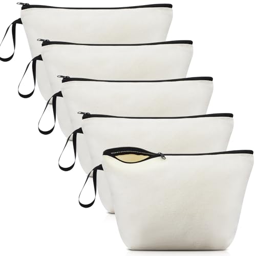 Xuniea 5 Canvas Kosmetiktasche Zum Beplotten Aufbewahrungstaschen Blanko