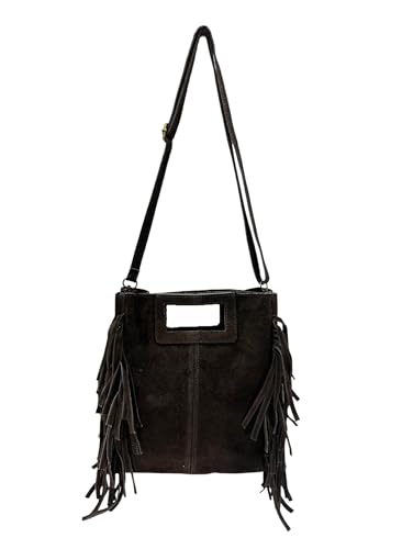 Henkeltasche Wildleder Tasche Mit Fransen Shopper Veloursleder Made