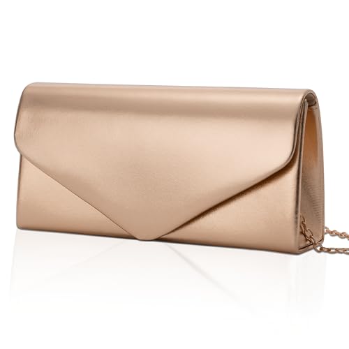 Larcenciel Clutch Champagner Gold Leder Handtaschen Mit Abnehmbarer