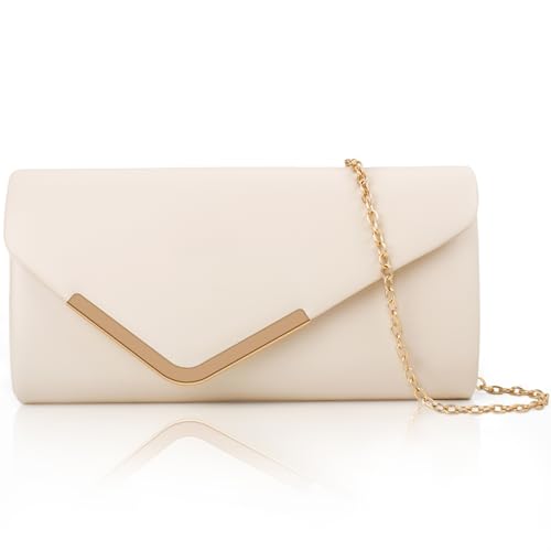 Larcenciel Clutch Apricot Elegant Leder Handtasche Nude Mit
