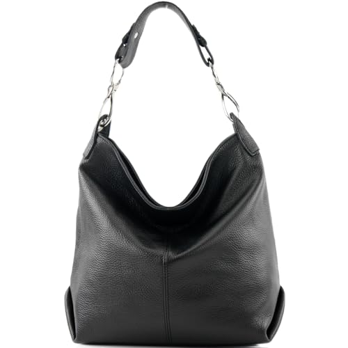 Modamoda De T168 Damen Leder Schultertasche Henkeltasche Medium