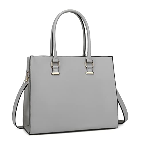 Miss Lulu Damen Handtasche Aus Kunstleder Grau M