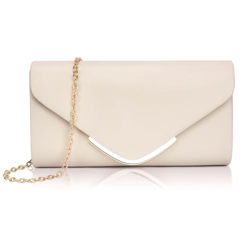 Larcenciel Damen Clutch Nude Leder Handtaschen Mit Abnehmbarer