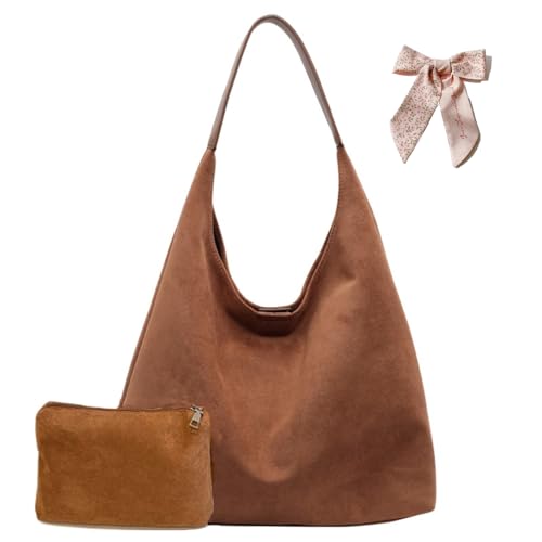 Scofy Fashion Faux Wildleder Einkaufstasche Mit Beutel Hobo