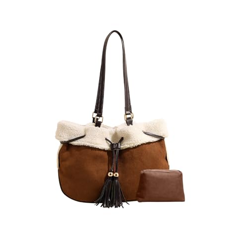 Corios Damen Wildleder Schultertasche Lammwolle Handtasche Gro E