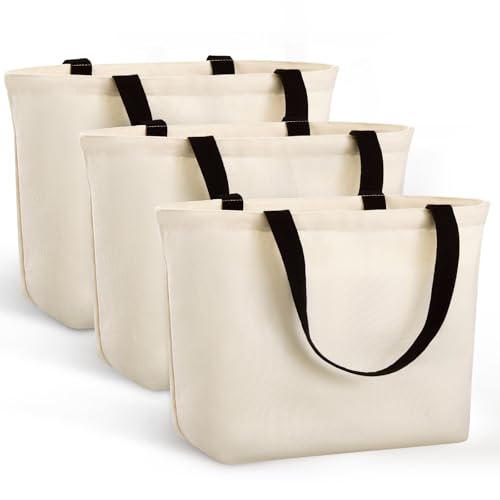 Xuniea 3 Gro E Unbedruckte Baumwolltaschen Mit Innentasche