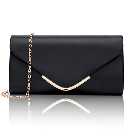 Larcenciel Clutch Schwarz Leder Handtaschen Mit Abnehmbarer Kette