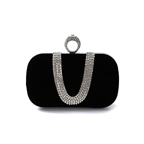 Corios Damen Abendtasche Samt Clutch Tasche Glitter Strass