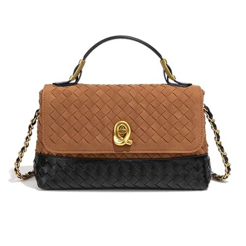 Wildleder Handtasche Mit Tragegriff Oben Gewebtes Leder Crossbody