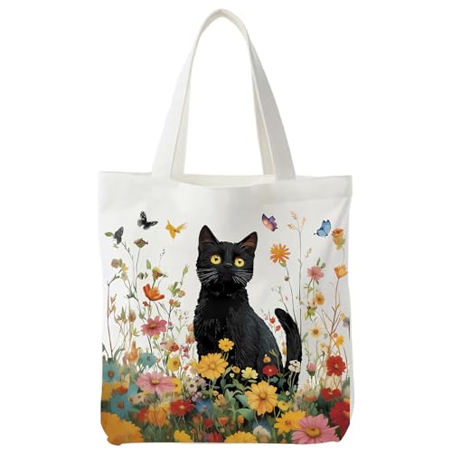 Yoljun Baumwolltasche Bedruckt Mit Katze Canvas Tote Bag