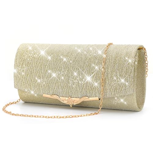 Pardofelis Clutch Gold Damen Glitzer Abendtasche Handtasche Mit