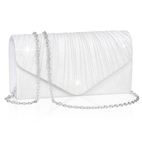 Larcenciel Clutch Wei Glitzer Tasche Mit Abnehmbarer Kette