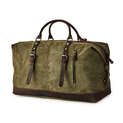 Brass Tacks Leathercraft Vintage Reisetasche Leder Canvas Weekender