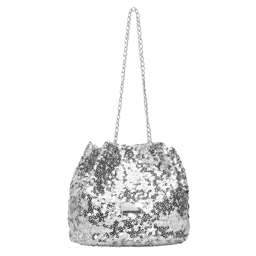 Yaayeele Clutch Glitzer Pailletten Clutch Silber Glitzer Pailletten