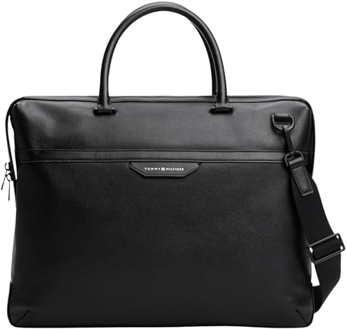 Tommy Hilfiger Herren Laptoptasche Business Aus Leder Schwarz