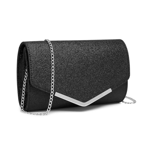 Miss Lulu Damen Clutch Gl Nzende Abendtasche Mit