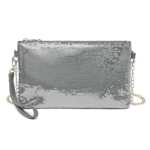 Miss Lulu Damen Fashion Pailletten Tasche Mini Clutch