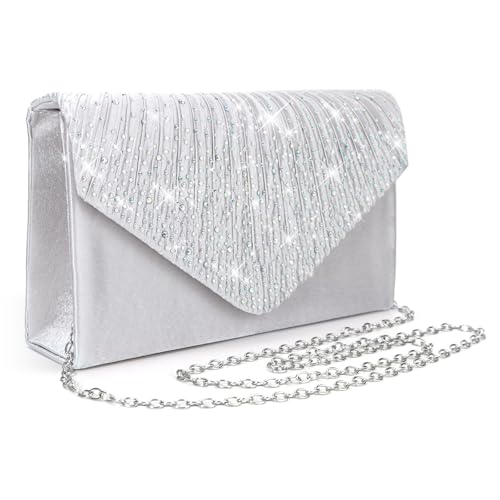 Pardofelis Abendtasche Damen Clutches Clutch Silber Glitzer Satin