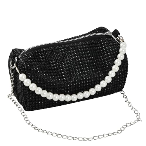 Colexy Kettentasche Clutch Damen Glitzer Tasche Damen Schwarz