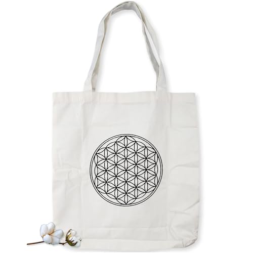 Stoffbeutel Bedruckt Blume Des Lebens Stofftasche Baumwolltasche Bedruckt