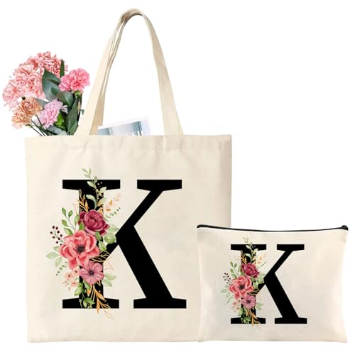 Frauen Geschenk Initial Baumwolltasche Buchstaben Einkaufstasche Personalisiert Stofftasche