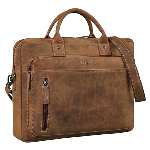 Stilord Ledertasche F R Herren Damen Braun Aktentasche