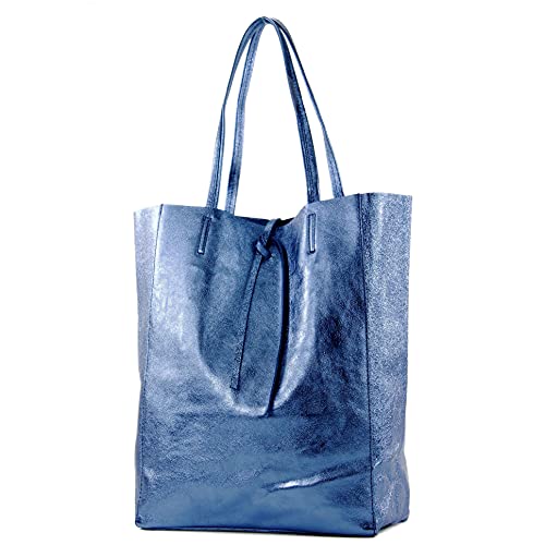 Modamoda De T163 Damen Leder Shopper Schultertasche Large