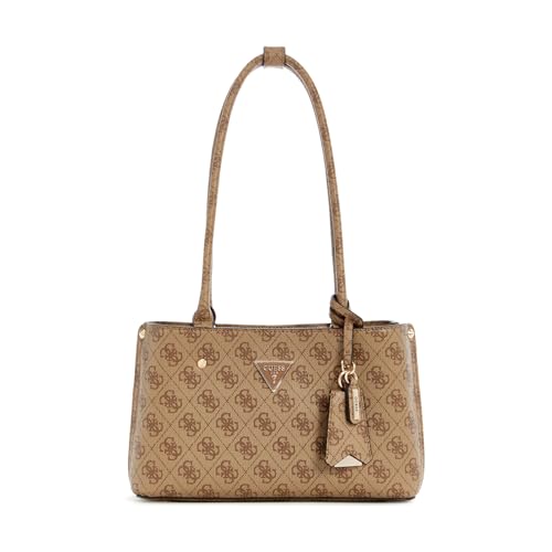 Guess Meridian Shoulder Satchel Bag Latte Logo