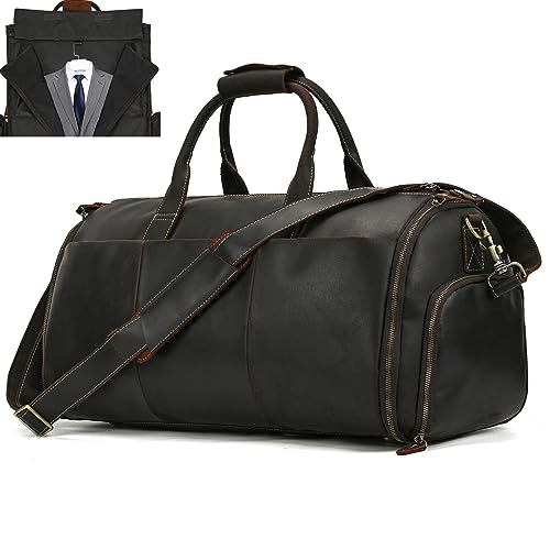 Anzugsack Reisetasche Herren Echt Leder Weekender Kleidersack 2