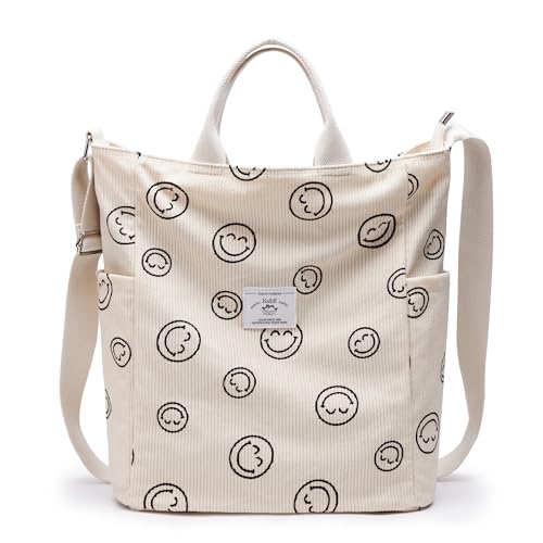 Kalidi Damen Handtasche Cord Shopper Schultertasche Casual Umh