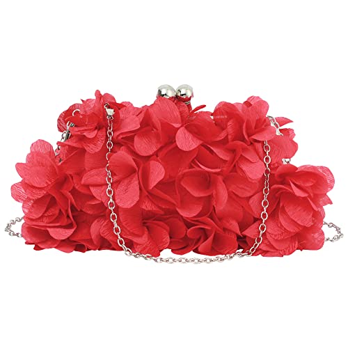 Megauk Damen Elegante Handtasche Blumen Clutch Seide Abendtasche