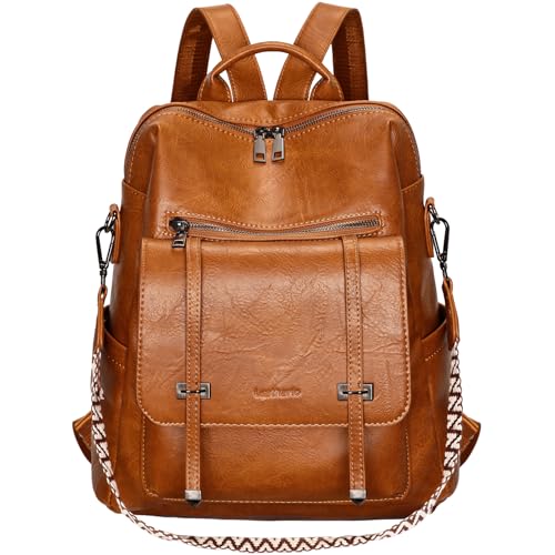 Leathario Rucksakck Damen Wasserdicht Veganes Leder Cityrucksack Rucksackhandtasche