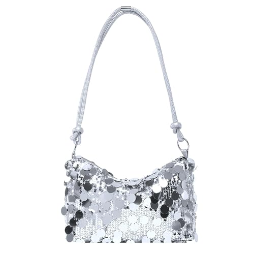 Chuanfu Clutch Silber Glitzer Abendtasche Damen Tasche Schultertasche