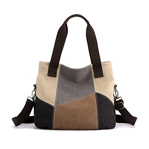 Nicole Doris Damen Handtasche Canvas Shopper Schultertasche Mehrfarbige
