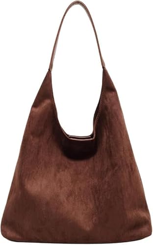 Wildleder Handtasche Damen Retro Wildleder Schultertasche Damen Gross