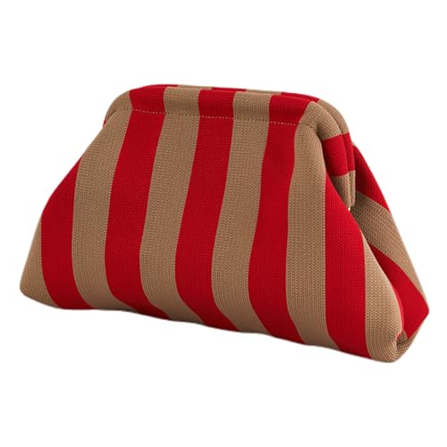 Cxinlky Sommer Strand Clutch Damen Gestrickt Gestreift Kontrastfarbe