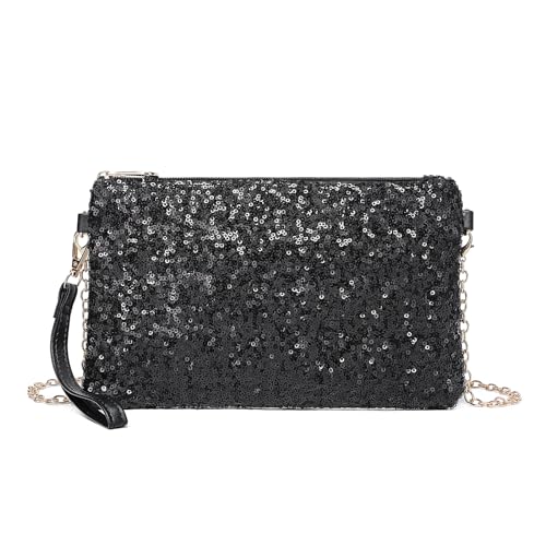 Miss Lulu Damen Fashion Pailletten Tasche Mini Clutch