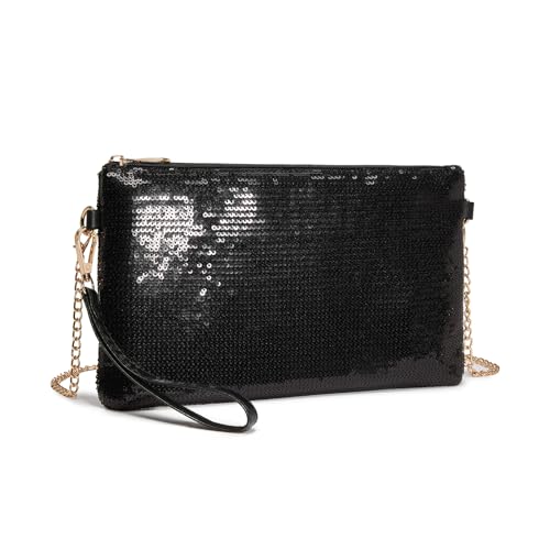 Miss Lulu Damen Fashion Pailletten Tasche Mini Clutch