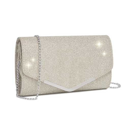 Miss Lulu Damen Clutch Gl Nzende Abendtasche Mit