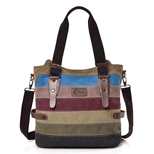 Chereeki Damen Handtasche Canvas Tasche Multi Color Streifen