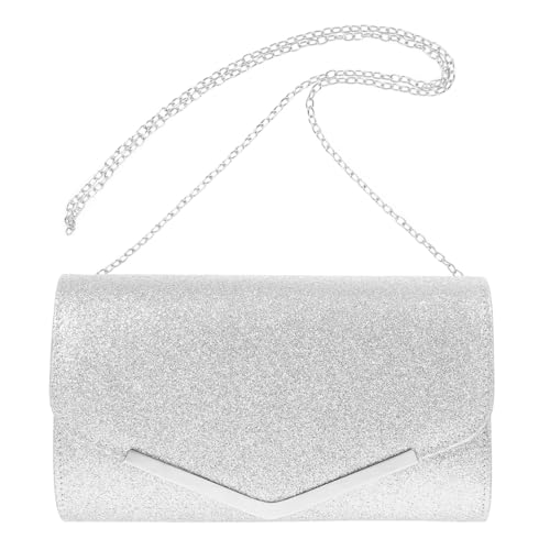 Valiclud Damen Handtasche Elegant Schlicht Silber Clutch Mit