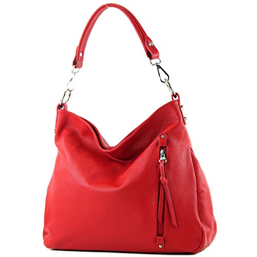 Modamoda De T183 Damen Schultertasche Handtasche Tragetasche Echtleder