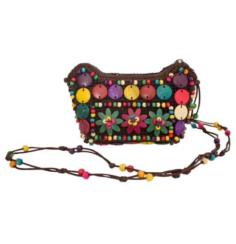 Bunte Hippie Blumen Handtasche Mit Perlen 17 X