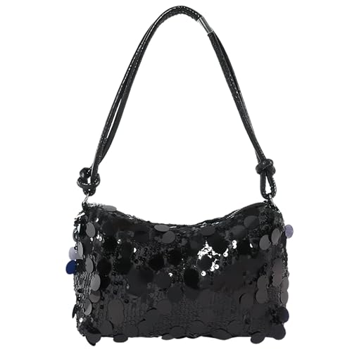 Chuanfu Clutch Schwarz Glitzer Abendtasche Damen Tasche Schultertasche