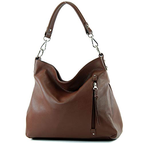 Modamoda De T183 Damen Schultertasche Handtasche Tragetasche Echtleder