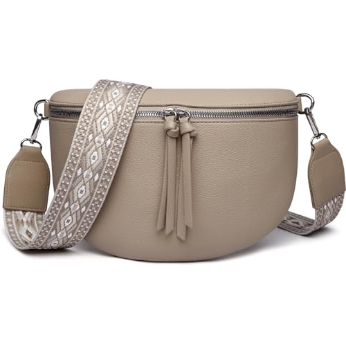 Fomax Bauchtasche Damen Crossbody Bag Breiter Schulterriemen Im