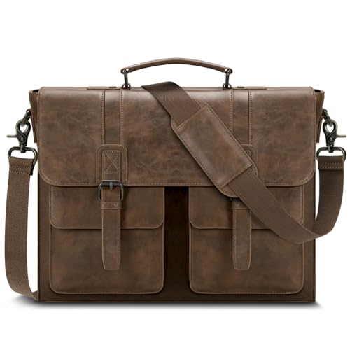 Rainsmore Aktentasche Herren Pu Leder Arbeitstasche Wasserdicht Laptoptasche